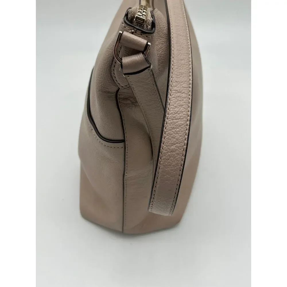 Kate Spade Bailey Pebbled Leather Shoulder Hobo Bag Neutral Purse Front Pockets